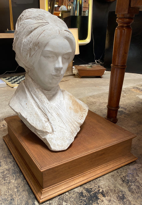 1970s Mid Century Half Bust Woman Sculpture
