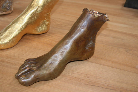 Foot Sculptures in Bronze, "Bronzo Dorato"