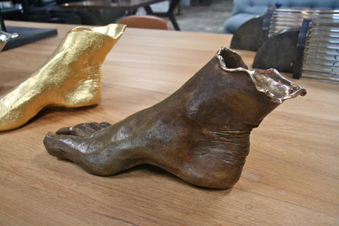 Foot Sculptures in Bronze, "Bronzo Dorato"