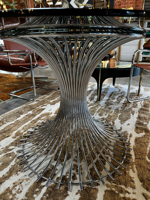 Gastone Rinaldi, Table in Chromed Metal and Smoked Glass, 1970s