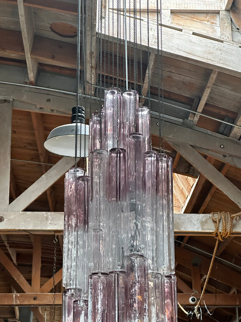 Mazzega "Cascade" Chandelier by Carlo Nason in Opalescent Murano Glass 1960