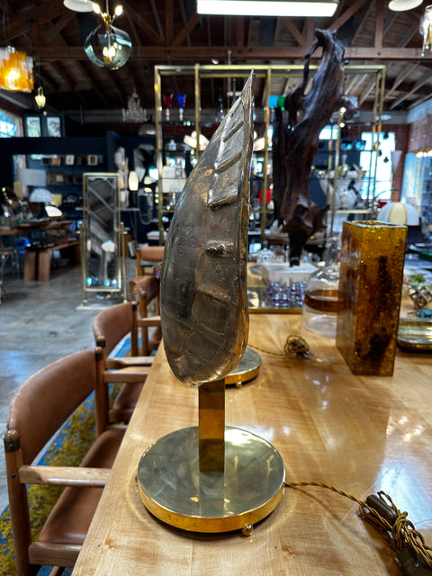 Mid century Italian Fully Brass Shell Table Lamps 1960s