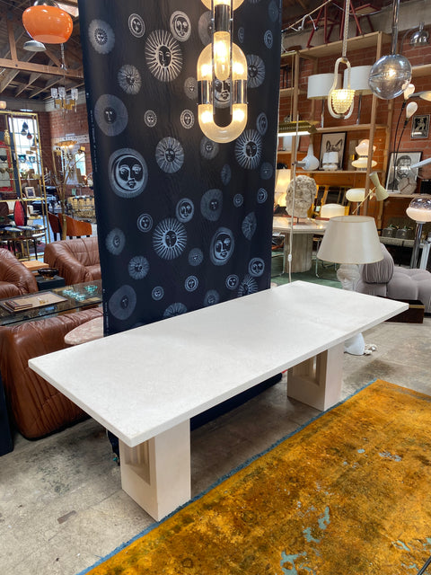 1980s Italian White Marble Dust Dining Table