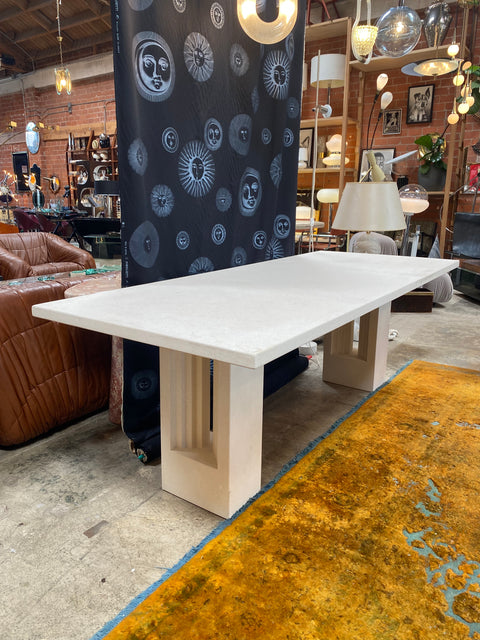 1980s Italian White Marble Dust Dining Table