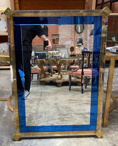 Mid Century Modern Italian Oversize Wall Mirror , Italy 1970