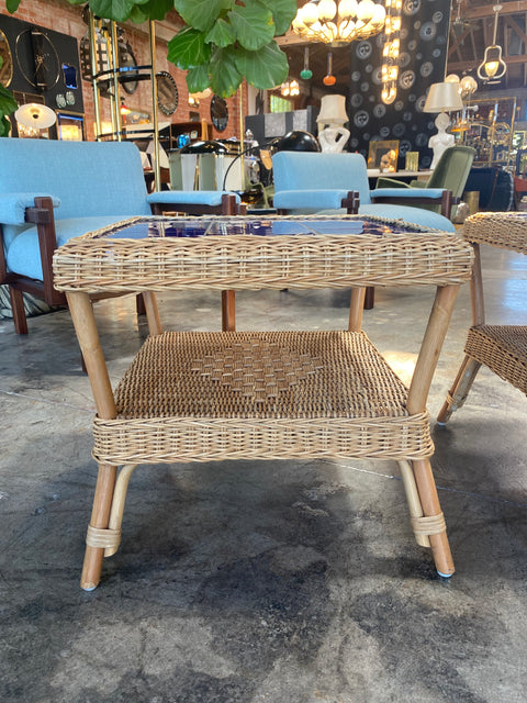 1980s Pair of 2 Italian Ceramic Top Side Table