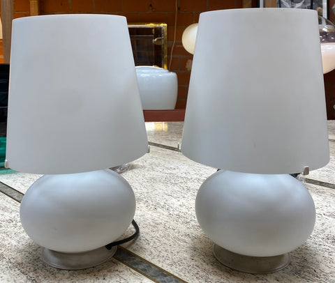 Pair of 2 Max Ingrand Glass Table Lamp for Fontana Arte, Italy, 1960s