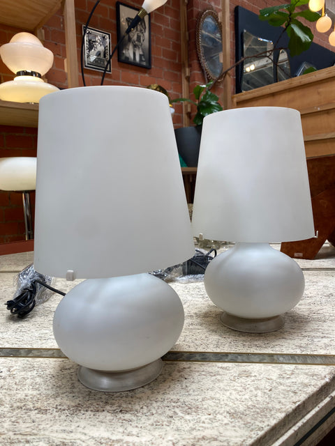 Pair of 2 Max Ingrand Glass Table Lamp for Fontana Arte, Italy, 1960s