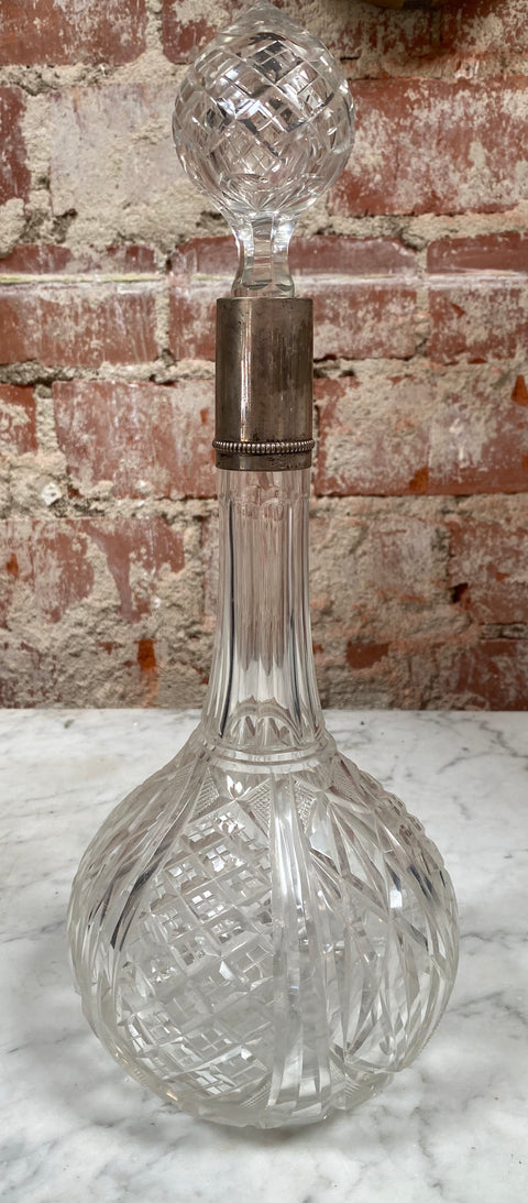 Vintage Tall Italian Glass Bottle 1950s