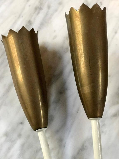 Pair of 1950s Italian Brass and Curved Sconces