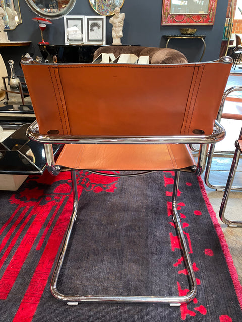 Pair of 6 Mart Stam Italian Leather Armchairs, 1950s