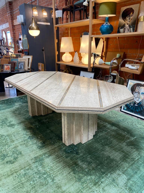 1980s Italian Travertine Dining Table