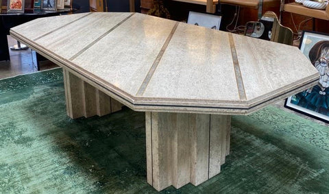 1980s Italian Travertine Dining Table