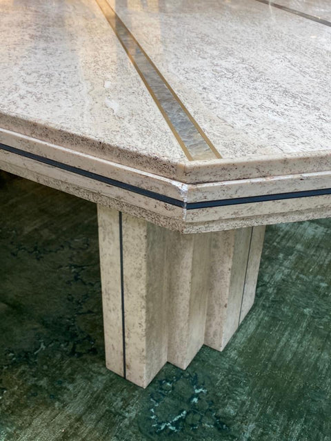 1980s Italian Travertine Dining Table