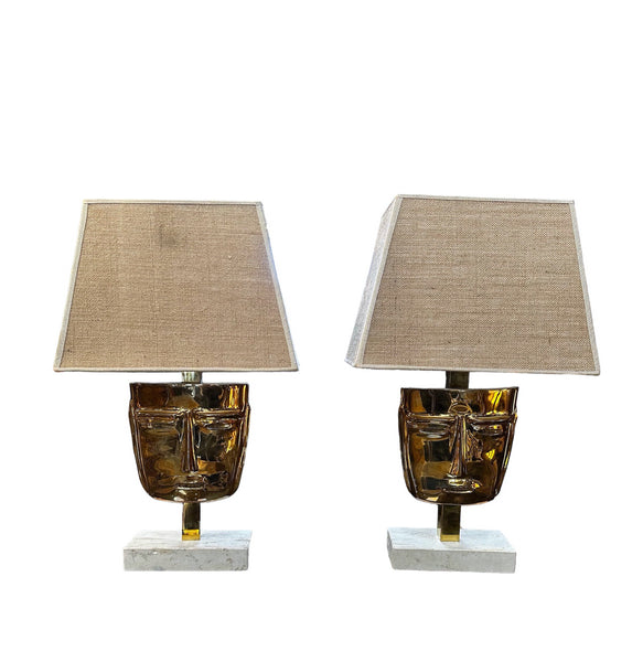 Aesthetiker  Large Brass and Glass italian Table Lamp, 1950s