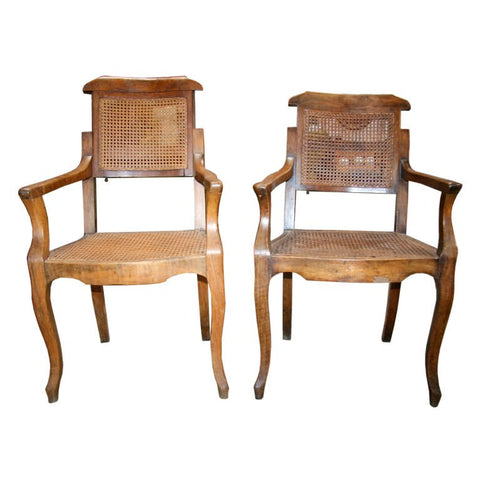 Pair Antiques Walnut Barber Chairs