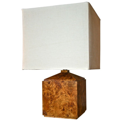 Italian 50's Wood Veneer Table Lamp