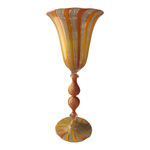 Beautiful Italian Handcrafted Chalice in Yellow Blown Murano Glass 1970