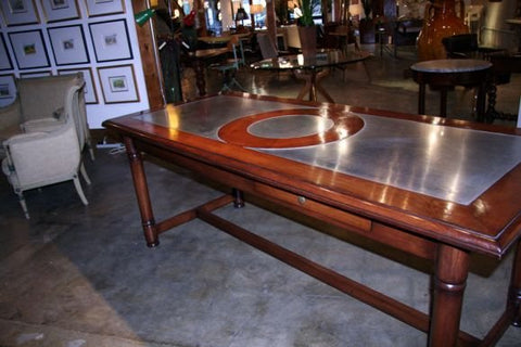 Italian 50's Inlaid Zinc Oak Table