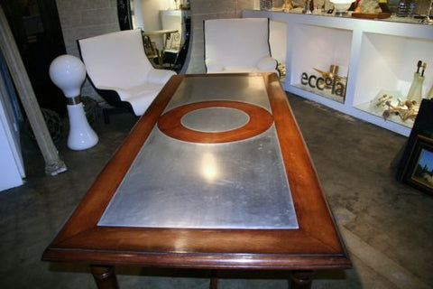 Italian 50's Inlaid Zinc Oak Table
