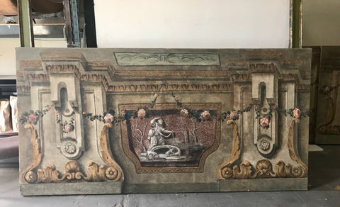 A rare set of 4 Italian 18th century panels, gouache on canvas