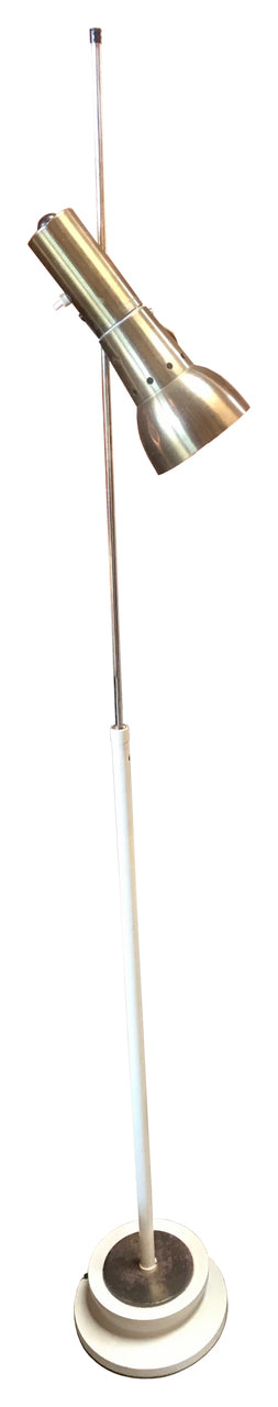 Italian Minimal Adjustable Floor Lamp with one brass spot, 1960s