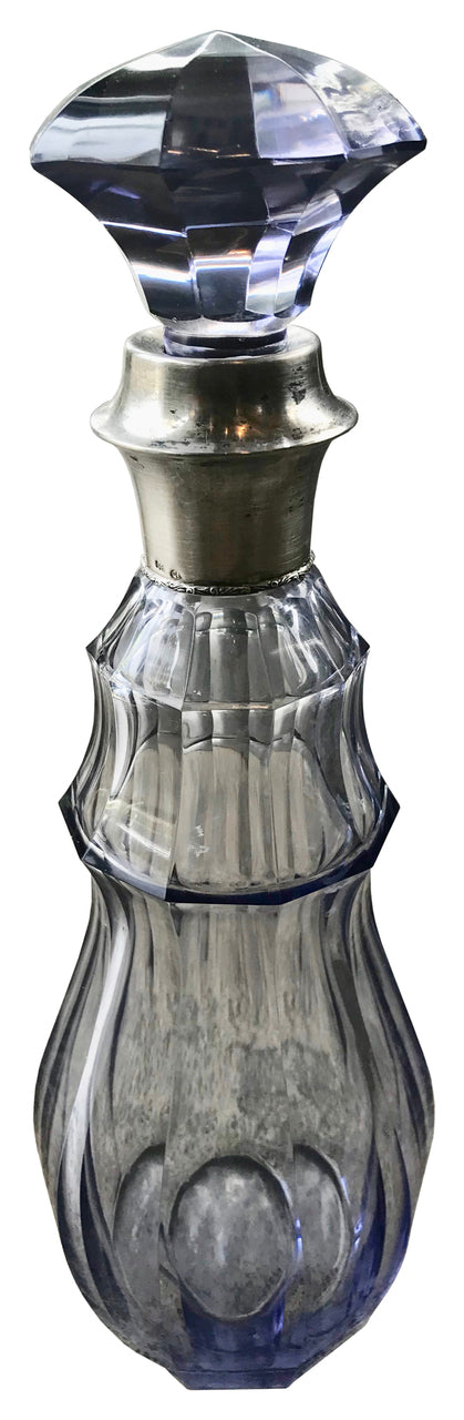 Art Deco Sterling Silver Light Blue Bottle, Italy 1940s