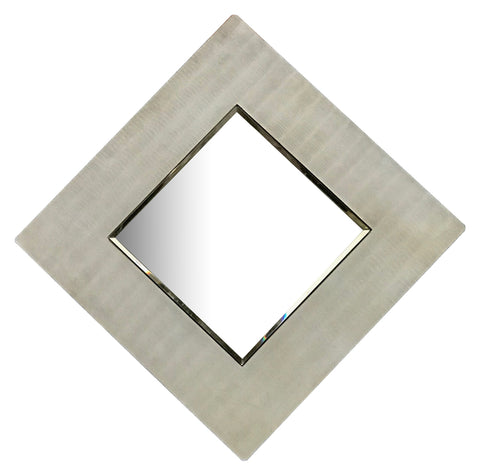 Modern Etched Squared Aluminum Mirror by Lorenzo Burchiellaro. Signed. Italy, 1970s