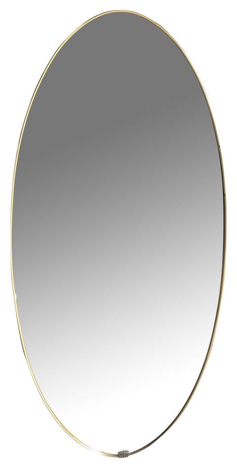 Italian Mid Century Brass Oval Mirror, 1950s