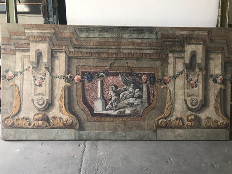 A rare set of 4 Italian 18th century panels, gouache on canvas