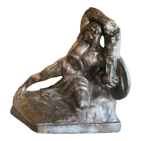 France Plaster Sculpture Sketch " The Warrior " 1920s