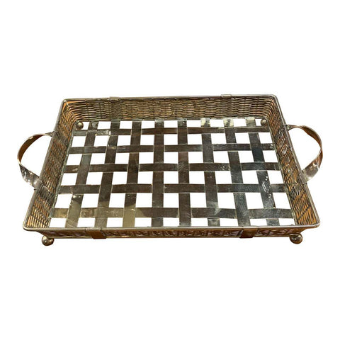 Large Antique Italian Silver Square Tray 1950s