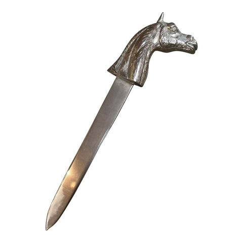 A Silver -Plated Horse Head Letter Opener, Italy 1960s