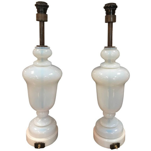 Seguso Murano Glass Lamps, Pair, 1950s