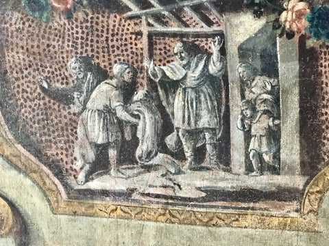 A rare set of 4 Italian 18th century panels, gouache on canvas