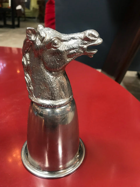 Gucci Vintage Silver Metal Horse Heads Cup, Italy, 1970s