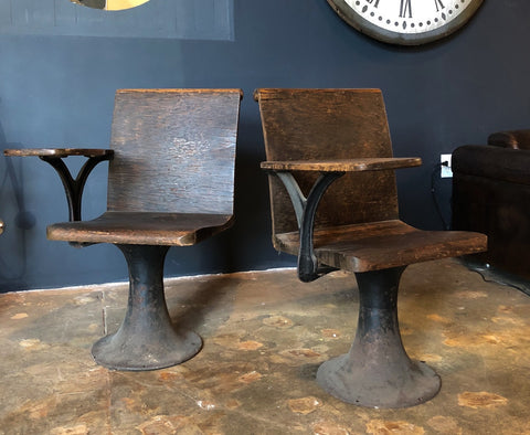 Pair of Vintage Industrial 1920s School Chairs