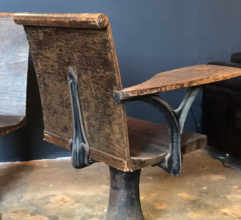 Pair of Vintage Industrial 1920s School Chairs