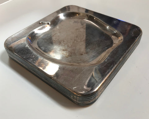 Set of 6 Chrome Square Cocktail Plates , Italy 1970s