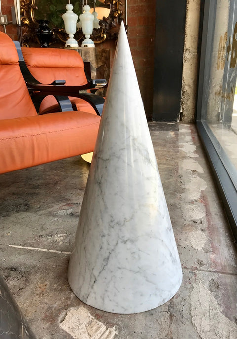 White Italian Carrara Marble Sculptural Cone