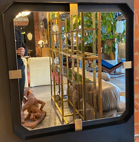 MA 39's Iron floating and Brass Square Mirror, 21st Century .Italy