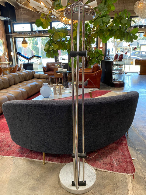 Large and Adjustable Midcentury "Arc" Marble and Chrome Floor Lamp, Italy, 1970s