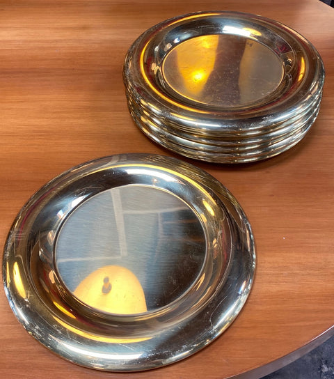 Set of 6 Modern Charger Plates in Brass Made in Italy, 1970s