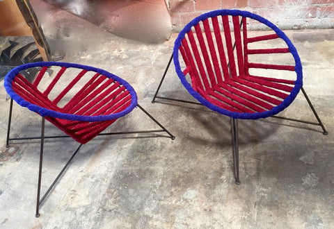 Pair of Italian Club Chairs in Iron and Fabric by M. Tempestini, 1960s