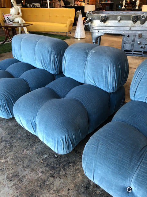 Mario Bellini Light Blu Original Fabric 'Camaleonda' Modular Sofa