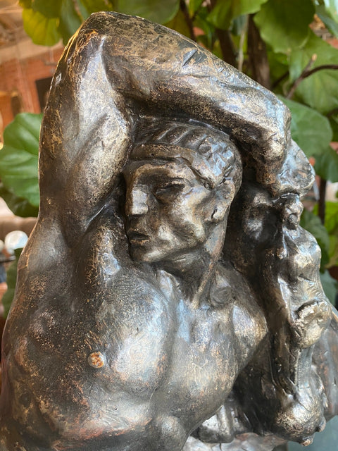 France Plaster Sculpture Sketch " The Warrior " 1920s