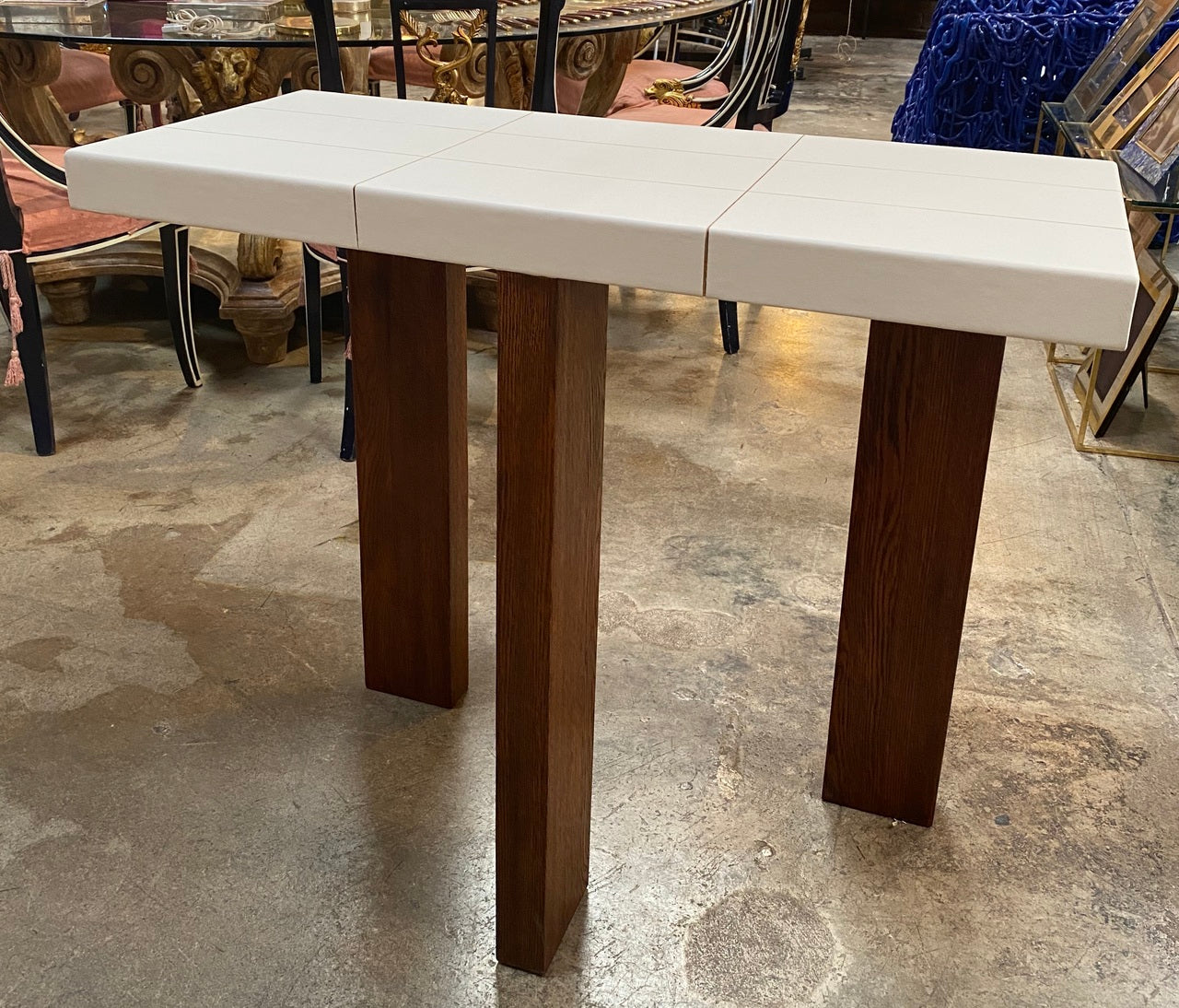 Ma39 Solid Walnut Side Tables / Console with parchment base 21st Century