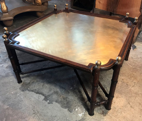 Chinese Chippendale Coffee Table in Bamboo and Brass, Italy, 1970s