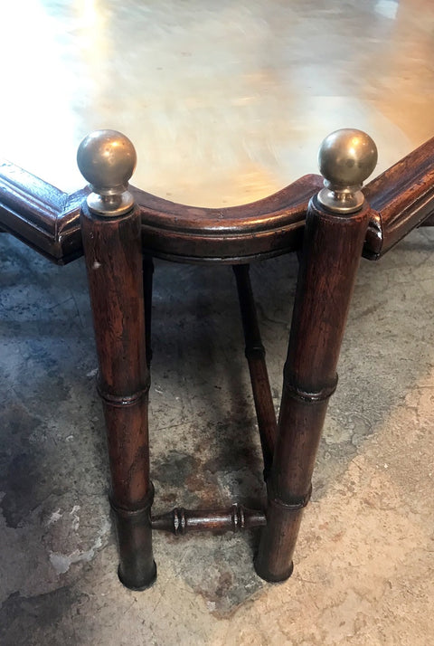 Chinese Chippendale Coffee Table in Bamboo and Brass, Italy, 1970s