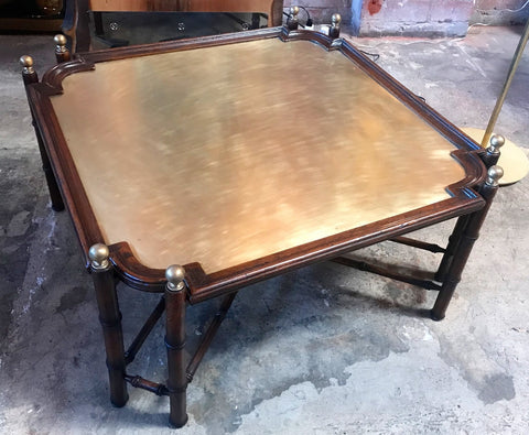 Chinese Chippendale Coffee Table in Bamboo and Brass, Italy, 1970s